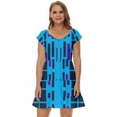 Abstract Pattern Geometric Backgrounds Short Sleeve Tiered Mini Dress