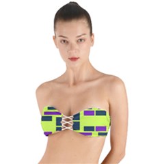 Abstract Pattern Geometric Backgrounds Twist Bandeau Bikini Top by Eskimos