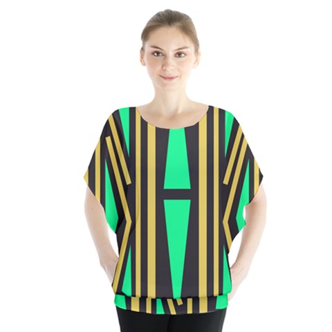 Abstract Pattern Geometric Backgrounds Batwing Chiffon Blouse by Eskimos