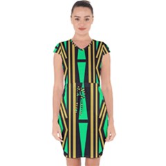 Abstract Pattern Geometric Backgrounds Capsleeve Drawstring Dress  by Eskimos