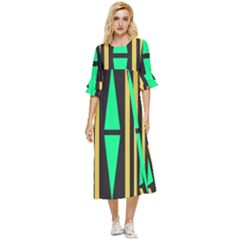 Abstract Pattern Geometric Backgrounds Double Cuff Midi Dress