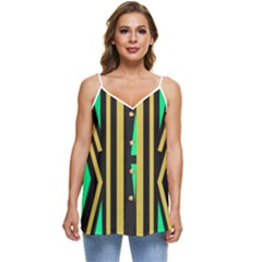 Abstract Pattern Geometric Backgrounds Casual Spaghetti Strap Chiffon Top