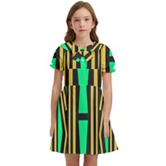 Abstract Pattern Geometric Backgrounds Kids  Bow Tie Puff Sleeve Dress