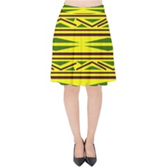 Abstract Pattern Geometric Backgrounds Velvet High Waist Skirt by Eskimos