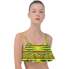 Abstract Pattern Geometric Backgrounds Frill Bikini Top by Eskimos