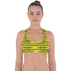 Abstract Pattern Geometric Backgrounds Cross Back Hipster Bikini Top  by Eskimos