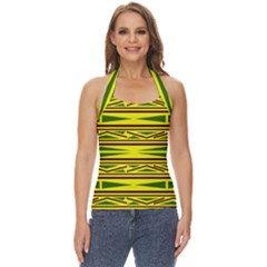 Abstract Pattern Geometric Backgrounds Basic Halter Top by Eskimos