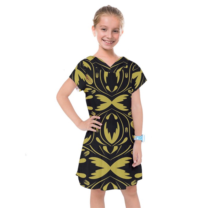 Folk flowers print Floral pattern Ethnic art Kids  Drop Waist Dress