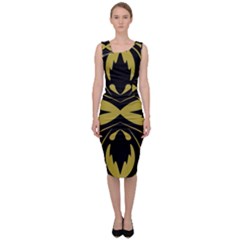 Folk Flowers Print Floral Pattern Ethnic Art Sleeveless Pencil Dress by Eskimos