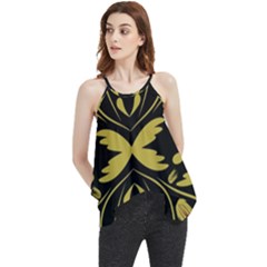 Folk Flowers Print Floral Pattern Ethnic Art Flowy Camisole Tank Top by Eskimos