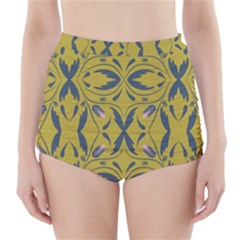 Folk Flowers Print Floral Pattern Ethnic Art High-waisted Bikini Bottoms by Eskimos