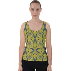 Folk Flowers Print Floral Pattern Ethnic Art Velvet Tank Top by Eskimos