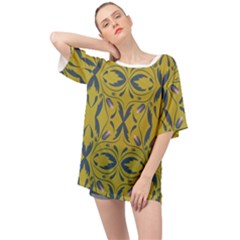 Folk Flowers Print Floral Pattern Ethnic Art Oversized Chiffon Top by Eskimos