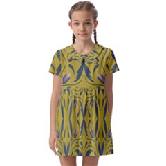 Folk Flowers Print Floral Pattern Ethnic Art Kids  Asymmetric Collar Dress