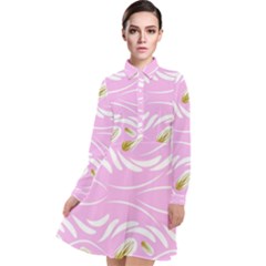 Folk Flowers Print Floral Pattern Ethnic Art Long Sleeve Chiffon Shirt Dress by Eskimos