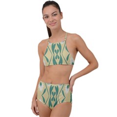 Folk Flowers Print Floral Pattern Ethnic Art High Waist Tankini Set by Eskimos