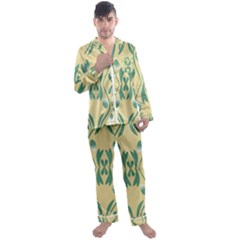 Folk Flowers Print Floral Pattern Ethnic Art Men s Long Sleeve Satin Pajamas Set by Eskimos