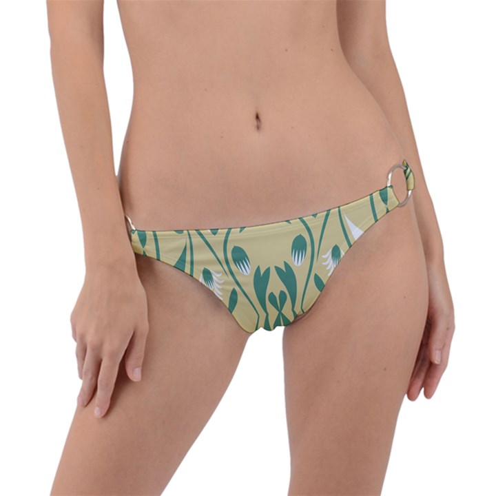 Folk flowers print Floral pattern Ethnic art Ring Detail Bikini Bottom