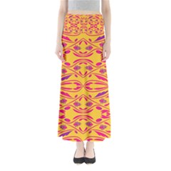 Folk Flowers Print Floral Pattern Ethnic Art Full Length Maxi Skirt by Eskimos