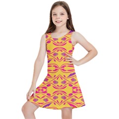 Folk Flowers Print Floral Pattern Ethnic Art Kids  Lightweight Sleeveless Dress by Eskimos