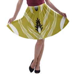 Folk Flowers Print Floral Pattern Ethnic Art A-line Skater Skirt by Eskimos