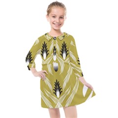 Folk Flowers Print Floral Pattern Ethnic Art Kids  Quarter Sleeve Shirt Dress by Eskimos