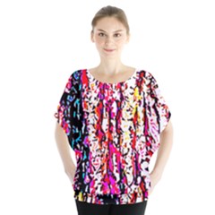 Colorful Bark Batwing Chiffon Blouse