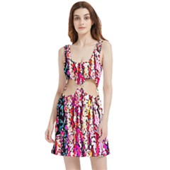 Colorful Bark Velvet Cutout Dress