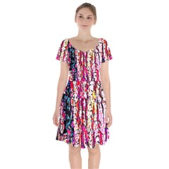 Colorful Bark Short Sleeve Bardot Dress