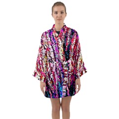 Colorful Bark Long Sleeve Satin Kimono