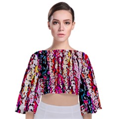 Colorful Bark Tie Back Butterfly Sleeve Chiffon Top by 3cl3ctix