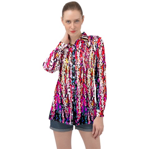 Colorful Bark Long Sleeve Satin Shirt by 3cl3ctix