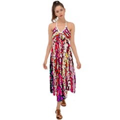 Colorful Bark Halter Tie Back Dress 