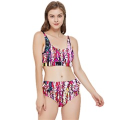 Colorful Bark Frilly Bikini Set