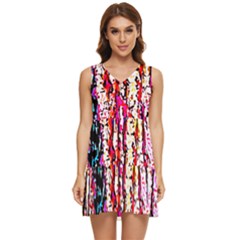 Colorful Bark Tiered Sleeveless Mini Dress