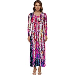 Colorful Bark Long Sleeve Velour Longline Maxi Dress