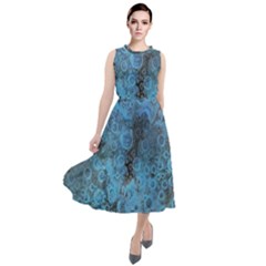 Abstract Surface Texture Background Round Neck Boho Dress