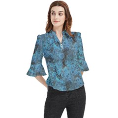 Abstract Surface Texture Background Loose Horn Sleeve Chiffon Blouse