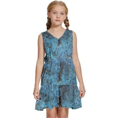 Abstract Surface Texture Background Kids  Sleeveless Tiered Mini Dress by dflcprintsclothing