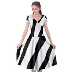 Zebra Lines Cap Sleeve Wrap Front Dress by FunDressesShop