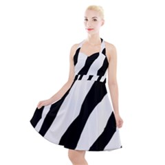 Zebra Lines Halter Party Swing Dress  by FunDressesShop