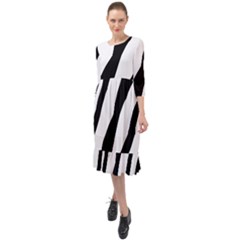 Zebra Lines Ruffle End Midi Chiffon Dress by FunDressesShop