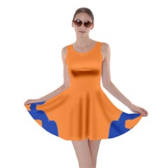 Blue Doodles On Orange Skater Dress by FunDressesShop