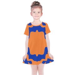 Blue Doodles On Orange Kids  Simple Cotton Dress by FunDressesShop