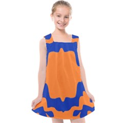 Blue Doodles On Orange Kids  Cross Back Dress by FunDressesShop