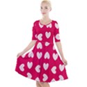 Pink Hearts Quarter Sleeve A-Line Dress View1