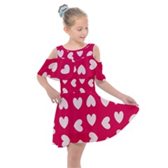 Pink Hearts Kids  Shoulder Cutout Chiffon Dress