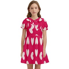 Pink Hearts Kids  Bow Tie Puff Sleeve Dress