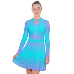 Blue And Pink Ombre Long Sleeve Panel Dress by FunDressesShop