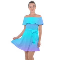 Blue And Pink Ombre Off Shoulder Velour Dress by FunDressesShop